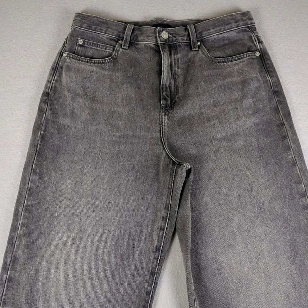Uniqlo Wide Straight Jeans Womens 28x26 Gray Baggy Relaxed High Rise Grunge Y2K
